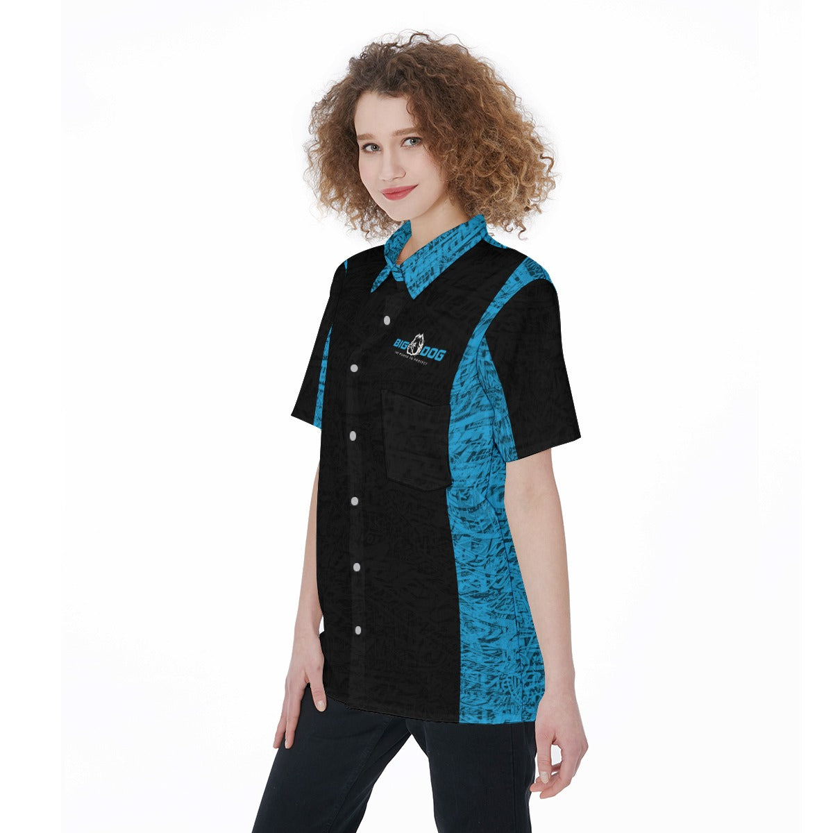 Big Dog-All-Over Print Women's Short Sleeve Shirt With Pocket