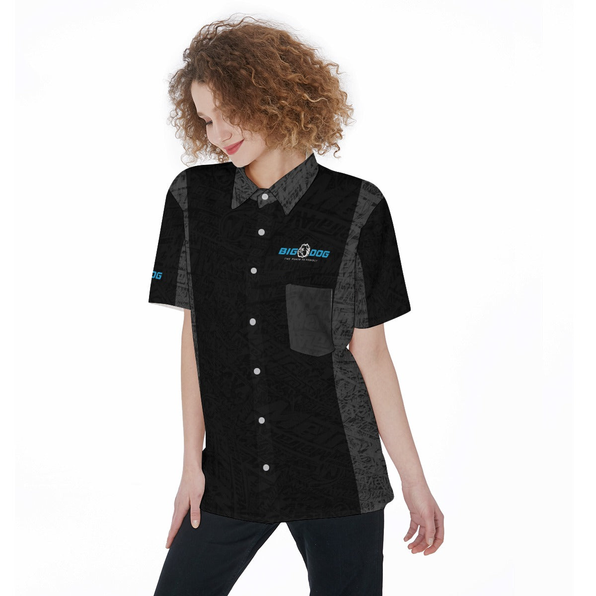 Big Dog-All-Over Print Women's Short Sleeve Shirt With Pocket