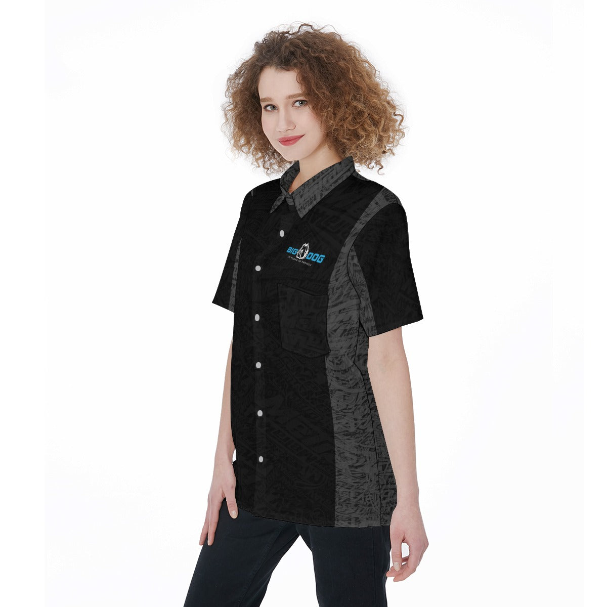 Big Dog-All-Over Print Women's Short Sleeve Shirt With Pocket