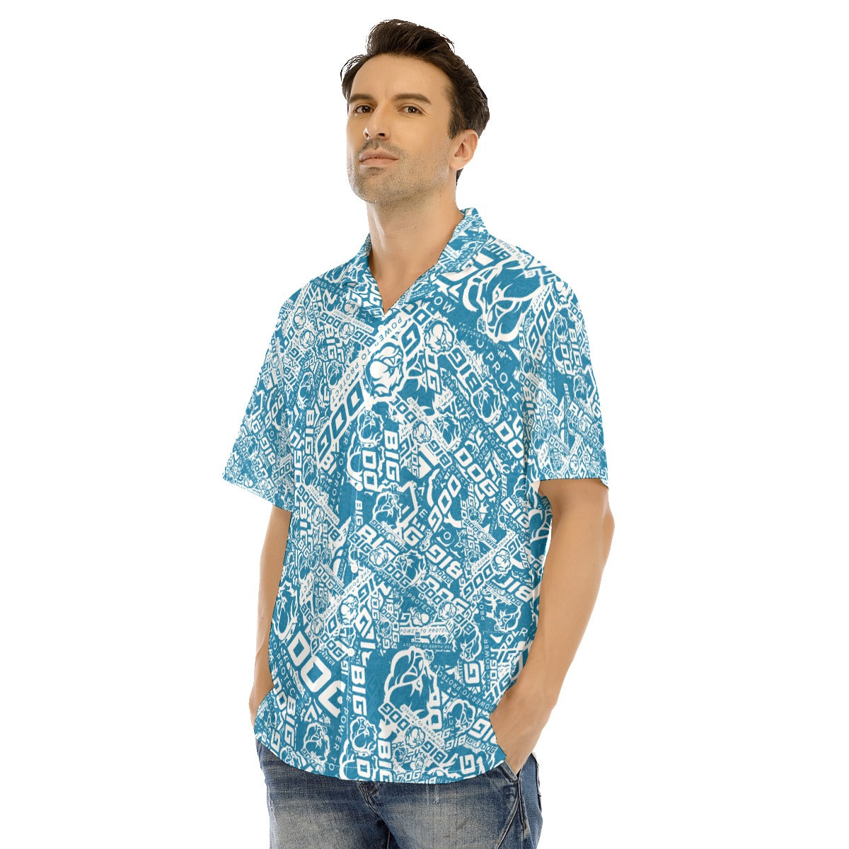 Big Dog-All-Over Print Men's Hawaiian Shirt