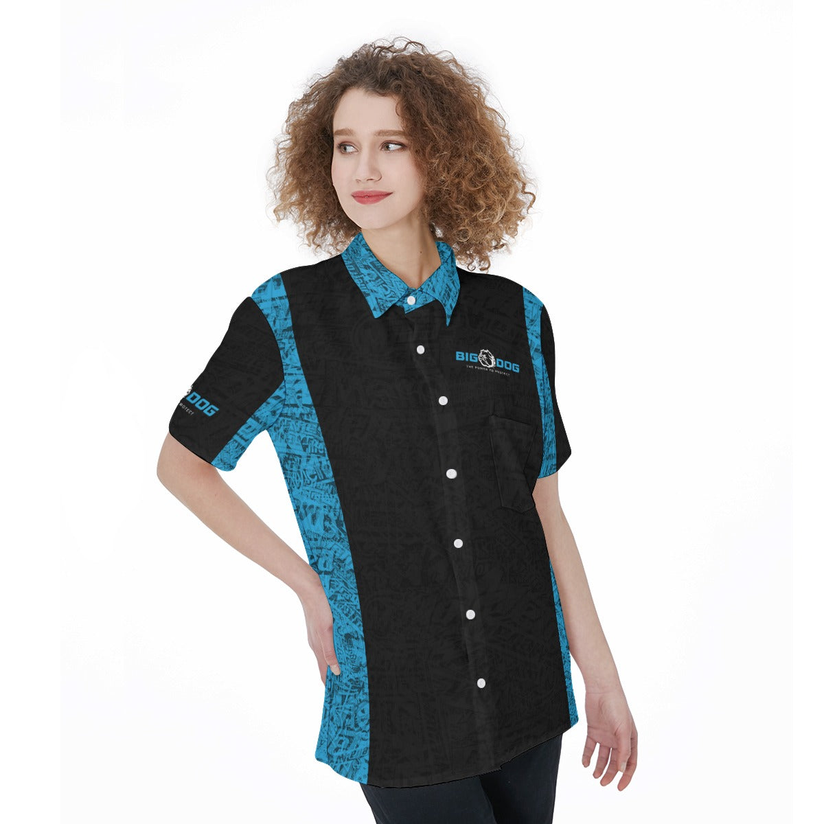 Big Dog-All-Over Print Women's Short Sleeve Shirt With Pocket