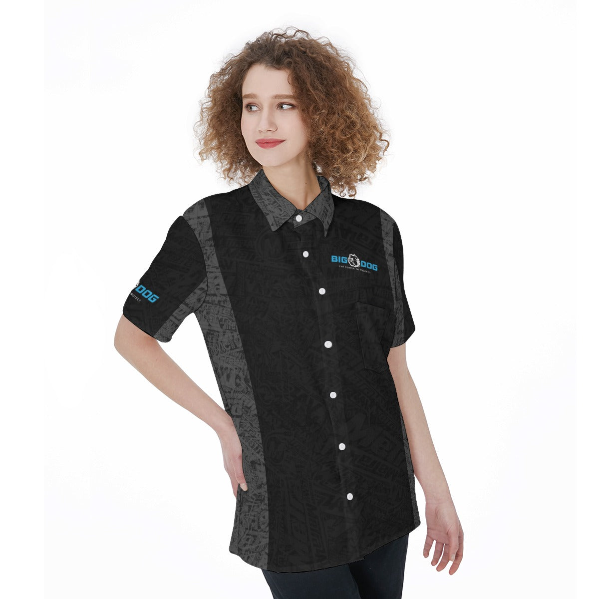 Big Dog-All-Over Print Women's Short Sleeve Shirt With Pocket