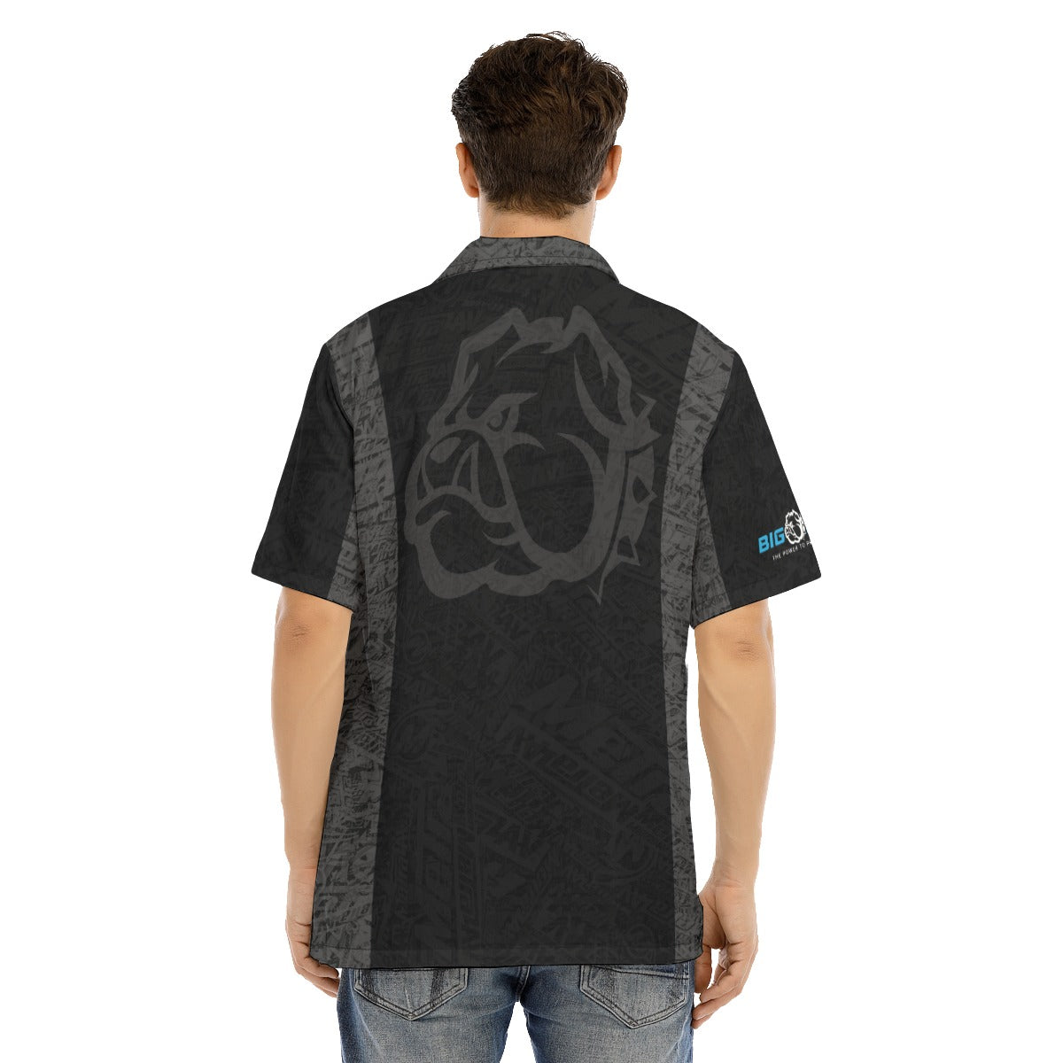 Big Dog-All-Over Print Men's Hawaiian Shirt With Button Closure
