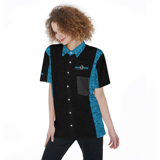 Big Dog-All-Over Print Women's Short Sleeve Shirt With Pocket